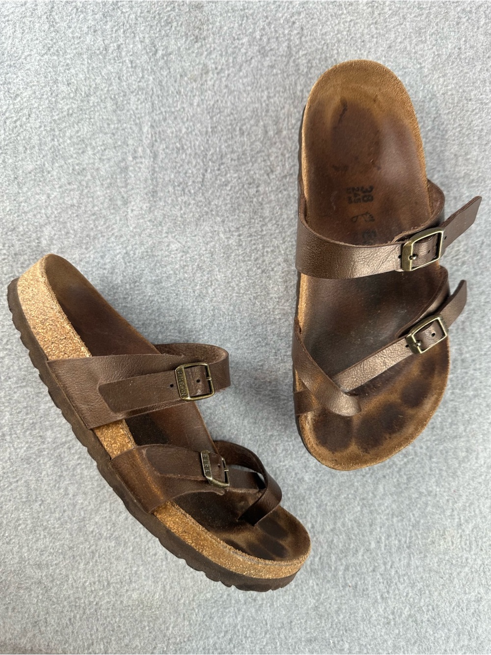 Birkenstock Mayari Leather Toe Loop Strap Sandals Brown Size 38 US 7-7.5